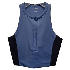 Anthropologie YPB Blue SculptLUX Plunge Henley Slim Tank - Size XS